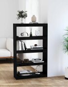 vidaXL Библиотека/разделител за стая черна 80x30x1355 см бор масив