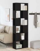 vidaXL Библиотека/разделител за стая черно и дъб 60x24x186 см