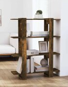 vidaXL Библиотека/разделител за стая опушен дъб 100x30x1235 см