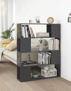 vidaXL Библиотека/разделител за стая сив гланц 100x24x124 см