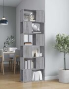 vidaXL Библиотека/разделител за стая сив сонома 60x24x186 см