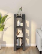 vidaXL Библиотека/разделител за стая сива 41x35x125 см бор масив