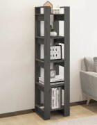 vidaXL Библиотека/разделител за стая сива 41x35x160 см бор масив