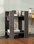 vidaXL Библиотека/разделител за стая сива 41x35x57 см бор масив