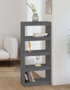 vidaXL Библиотека/разделител за стая сива 60x30x1355 см бор масив