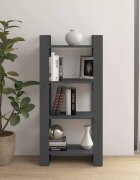 vidaXL Библиотека/разделител за стая сива 60x35x125 см бор масив