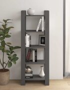 vidaXL Библиотека/разделител за стая сива 60x35x160 см бор масив