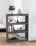 vidaXL Библиотека/разделител за стая сива 80x30x1035 см бор масив