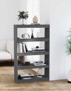 vidaXL Библиотека/разделител за стая сива 80x30x1355 см бор масив