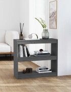 vidaXL Библиотека/разделител за стая сива 80x30x715 см бор масив