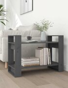 vidaXL Библиотека/разделител за стая сива 80x35x565 см бор масив