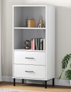 vidaXL Библиотека с 2 чекмеджета бяла 60x35x1285 см дърво масив OSLO