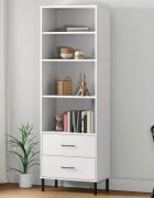 vidaXL Библиотека с 2 чекмеджета бяла 60x35x180 см масивно дърво OSLO