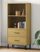 vidaXL Библиотека с 2 чекмеджета кафява 60x35x1285 см масив OSLO