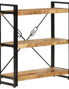 vidaXL Библиотека с 3 рафта 77x30x80 см мангово дърво масив и желязо