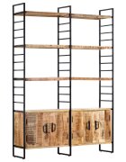 vidaXL Библиотека с 4 нива 124x30x180 см груба мангова дървесина