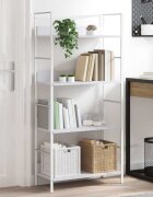 vidaXL Библиотека с 4 рафта бяла 60x276x1245 см инженерно дърво