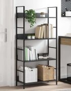 vidaXL Библиотека с 4 рафта черна 60x276x1245 см инженерно дърво