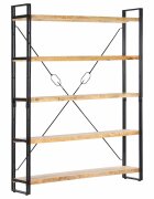 vidaXL Библиотека с 5 рафта 140x30x180 см манго масив