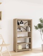vidaXL Библиотека с 5 рафта 80x30x140 см акациево дърво масив