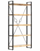 vidaXL Библиотека с 5 рафта 90x30x180 см манго масив