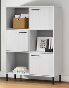 vidaXL Библиотека с метални крака бяла 90x35x1285 см дърво масив OSLO