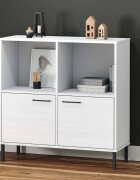 vidaXL Библиотека с метални крака бяла 90x35x905 см дърво масив OSLO