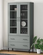 vidaXL Библиотека с метални крака сива 85x35x1725 см дърво масив OSLO