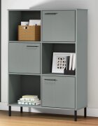 vidaXL Библиотека с метални крака сива 90x35x1285 см дърво масив OSLO