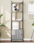 vidaXL Библиотека с врата сив сонома 445x30x1545 см инженерно дърво
