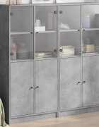 vidaXL Библиотека с врати бетонно сива 136x37x142 см инженерно дърво