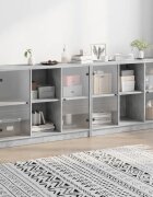 vidaXL Библиотека с врати бетонно сива 204x37x75 см инженерно дърво