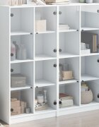 vidaXL Библиотека с врати бяла 136x37x142 см инженерно дърво