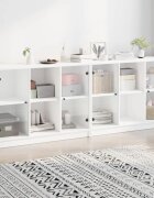vidaXL Библиотека с врати бяла 204x37x75 см инженерно дърво
