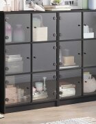 vidaXL Библиотека с врати черна 136x37x109 см инженерно дърво