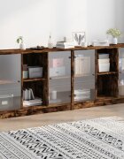 vidaXL Библиотека с врати опушен дъб 204x37x75 см инженерно дърво