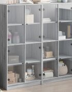 vidaXL Библиотека с врати сив сонома 136x37x142 см инженерно дърво