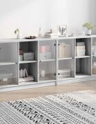 vidaXL Библиотека с врати сив сонома 204x37x75 см инженерно дърво