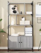 vidaXL Библиотека с врати сив сонома 765x30x1545 см инженерно дърво
