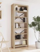 vidaXL Библиотека със 7 рафта 80x30x200 см акациево дърво масив