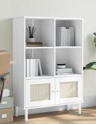 vidaXL Библиотека SENJA ратанова визия бяла 90x35x130 см бор масив