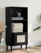 vidaXL Библиотека SENJA ратанова визия черна 60x35x130 см бор масив