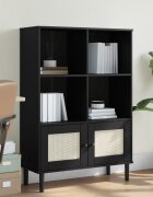 vidaXL Библиотека SENJA ратанова визия черна 90x35x130 см бор масив