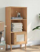 vidaXL Библиотека SENJA ратанова визия кафява 60x35x130 см бор масив