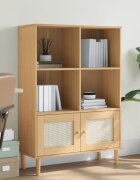 vidaXL Библиотека SENJA ратанова визия кафява 90x35x130 см бор масив