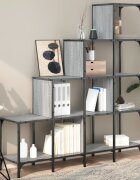 vidaXL Библиотека сив сонома 122x30x132 см инженерно дърво и метал