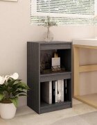 vidaXL Библиотека сива 40x30x715 см борово дърво масив
