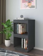 vidaXL Библиотека сива 40x35x71 см борово дърво масив
