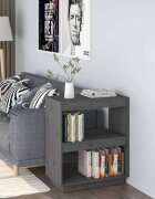 vidaXL Библиотека сива 60x35x71 см борово дърво масив