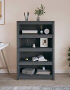vidaXL Библиотека сива 80x35x126 см бор масив